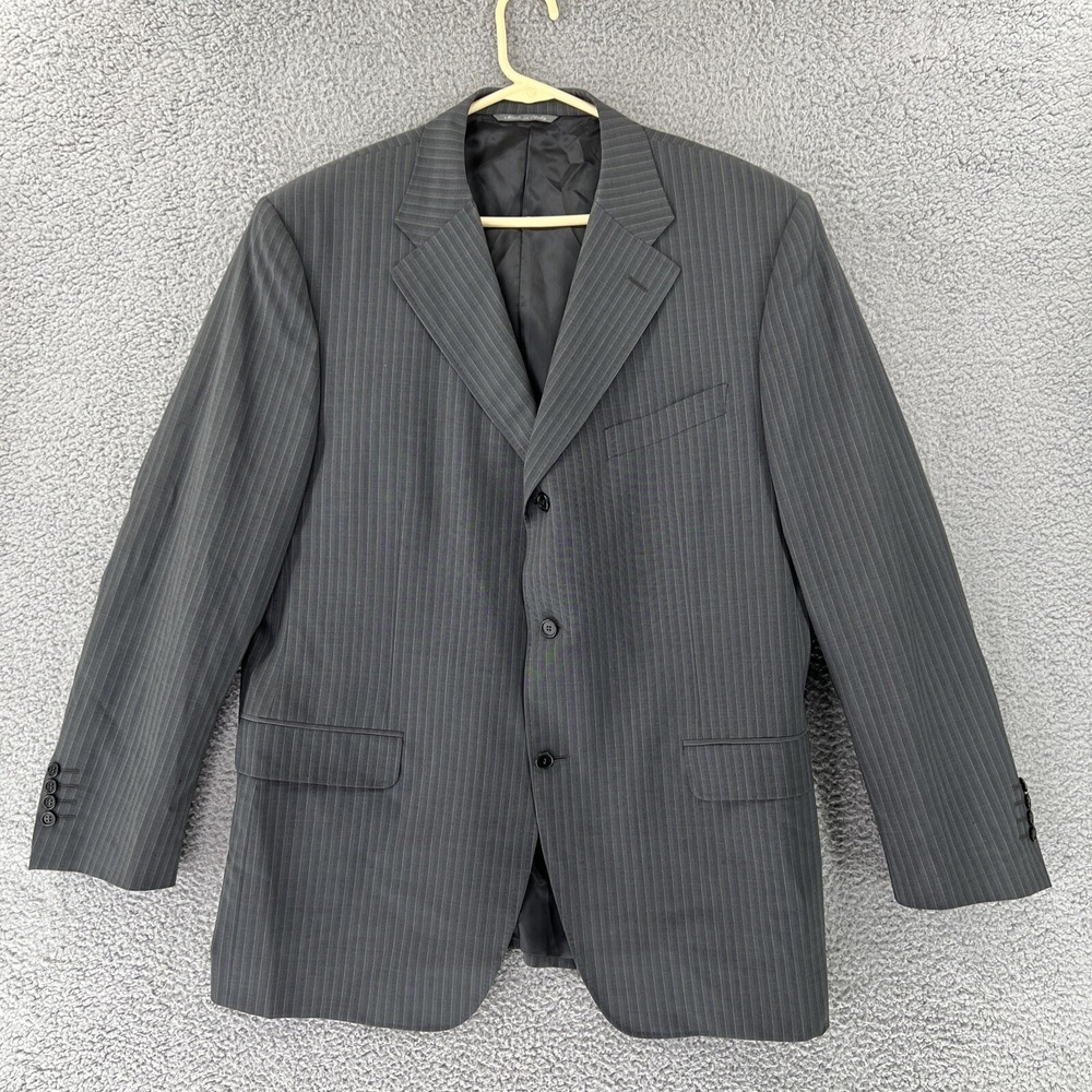 CANALI SAKS GRAY STRIPE WOOL MOHAIR BLEND SPORTS COAT JACKET ITALY MEN‎ 48R